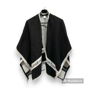 Bebe Oversized Black Gray Shawl One Size Extra Large